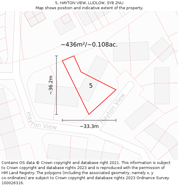 5, HAYTON VIEW, LUDLOW, SY8 2NU: Plot and title map