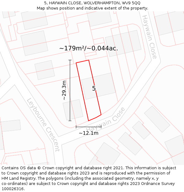5, HAYWAIN CLOSE, WOLVERHAMPTON, WV9 5QQ: Plot and title map