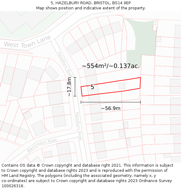 5, HAZELBURY ROAD, BRISTOL, BS14 9EP: Plot and title map