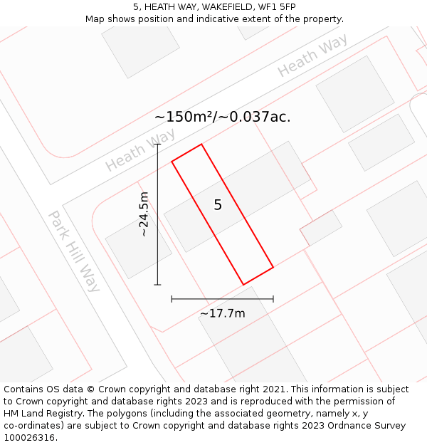 5, HEATH WAY, WAKEFIELD, WF1 5FP: Plot and title map