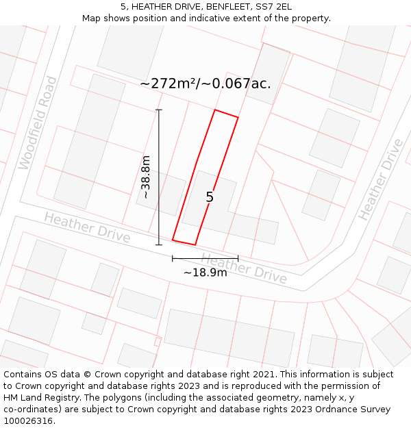 5, HEATHER DRIVE, BENFLEET, SS7 2EL: Plot and title map