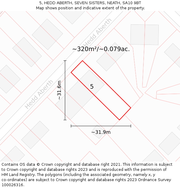 5, HEDD ABERTH, SEVEN SISTERS, NEATH, SA10 9BT: Plot and title map