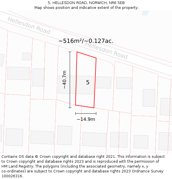 5, HELLESDON ROAD, NORWICH, NR6 5EB: Plot and title map