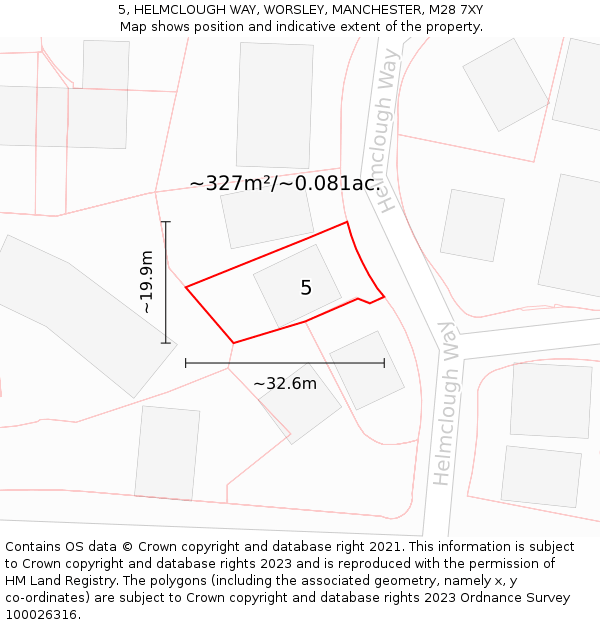 5, HELMCLOUGH WAY, WORSLEY, MANCHESTER, M28 7XY: Plot and title map