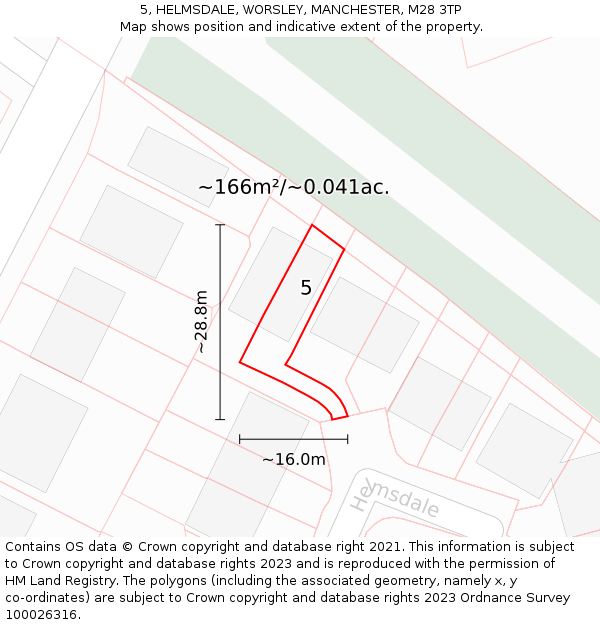 5, HELMSDALE, WORSLEY, MANCHESTER, M28 3TP: Plot and title map