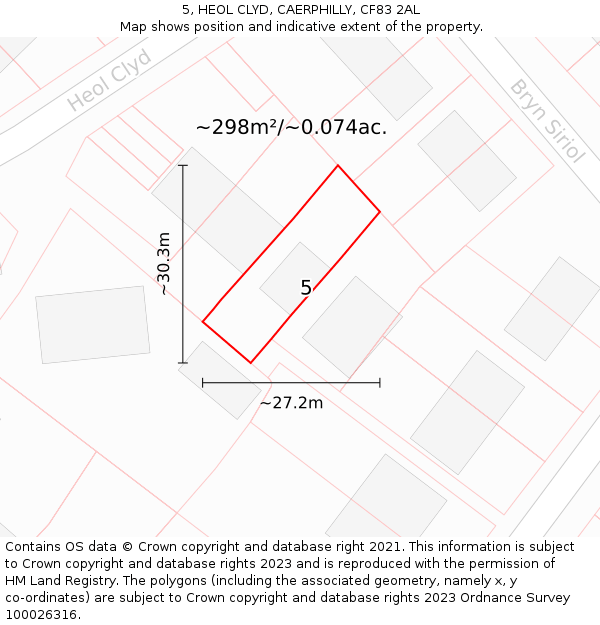 5, HEOL CLYD, CAERPHILLY, CF83 2AL: Plot and title map