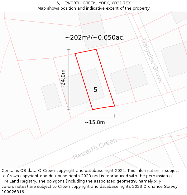 5, HEWORTH GREEN, YORK, YO31 7SX: Plot and title map