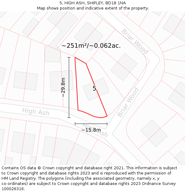 5, HIGH ASH, SHIPLEY, BD18 1NA: Plot and title map