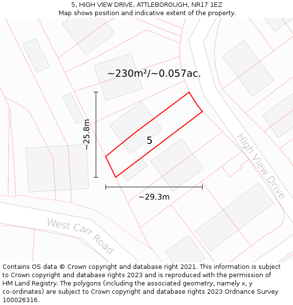5, HIGH VIEW DRIVE, ATTLEBOROUGH, NR17 1EZ: Plot and title map