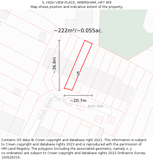 5, HIGH VIEW PLACE, AMERSHAM, HP7 9FE: Plot and title map