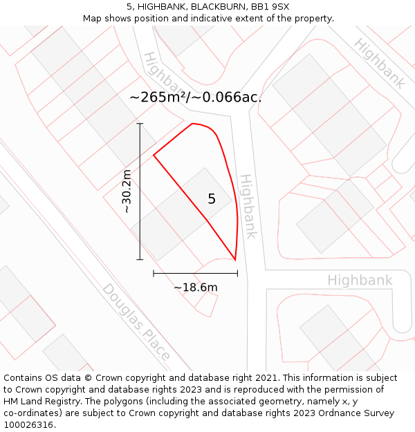 5, HIGHBANK, BLACKBURN, BB1 9SX: Plot and title map