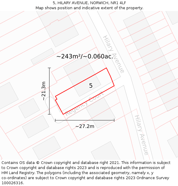 5, HILARY AVENUE, NORWICH, NR1 4LF: Plot and title map