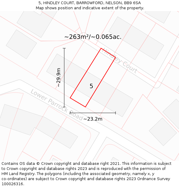 5, HINDLEY COURT, BARROWFORD, NELSON, BB9 6SA: Plot and title map