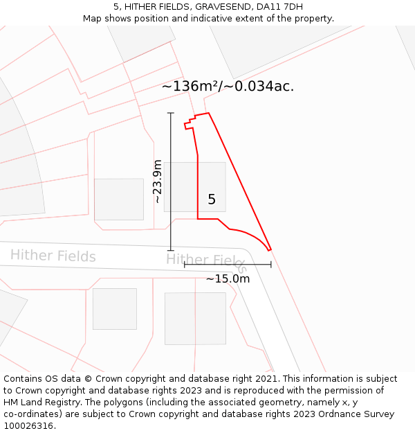 5, HITHER FIELDS, GRAVESEND, DA11 7DH: Plot and title map