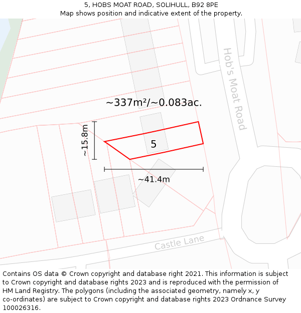 5, HOBS MOAT ROAD, SOLIHULL, B92 8PE: Plot and title map