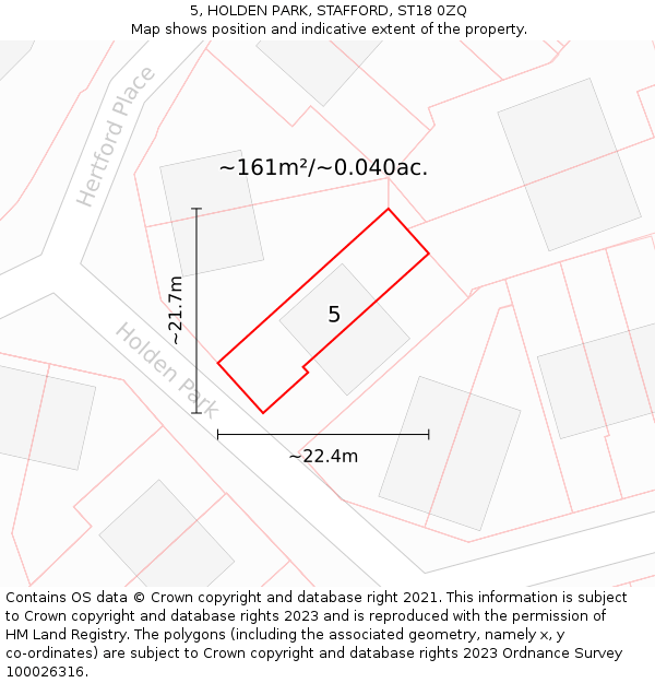 5, HOLDEN PARK, STAFFORD, ST18 0ZQ: Plot and title map