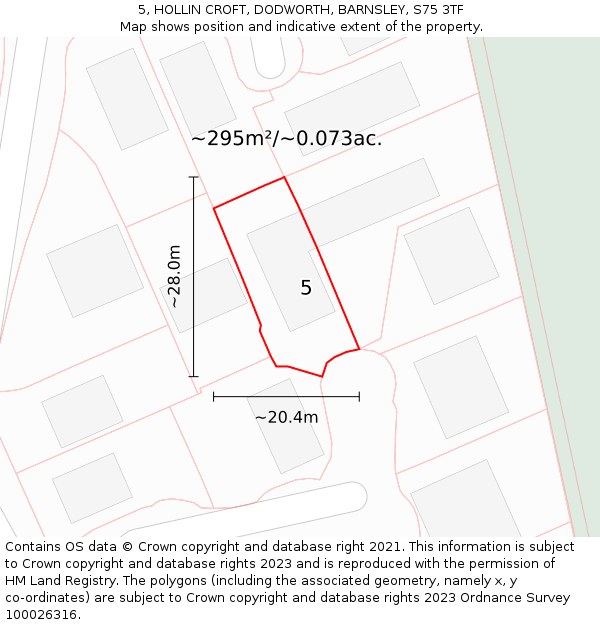 5, HOLLIN CROFT, DODWORTH, BARNSLEY, S75 3TF: Plot and title map