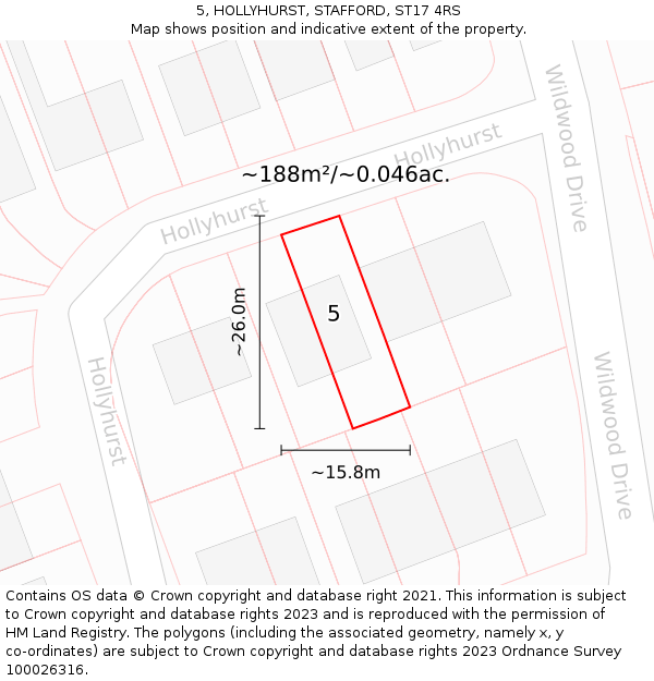 5, HOLLYHURST, STAFFORD, ST17 4RS: Plot and title map