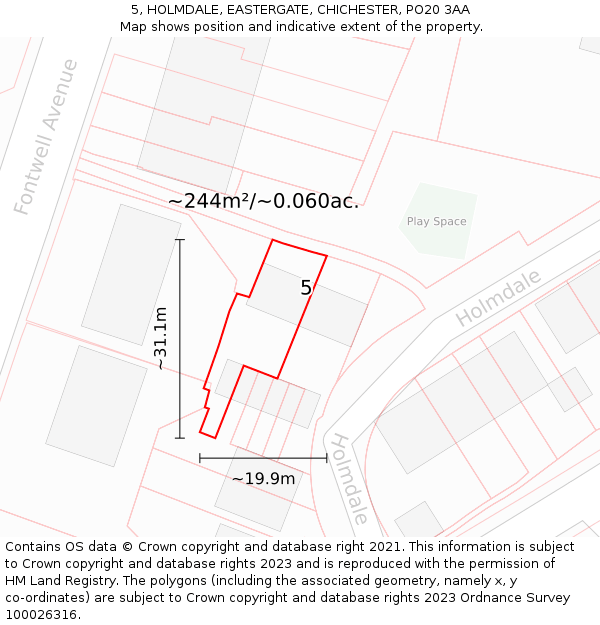 5, HOLMDALE, EASTERGATE, CHICHESTER, PO20 3AA: Plot and title map