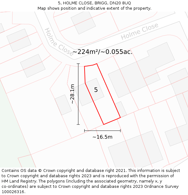 5, HOLME CLOSE, BRIGG, DN20 8UQ: Plot and title map