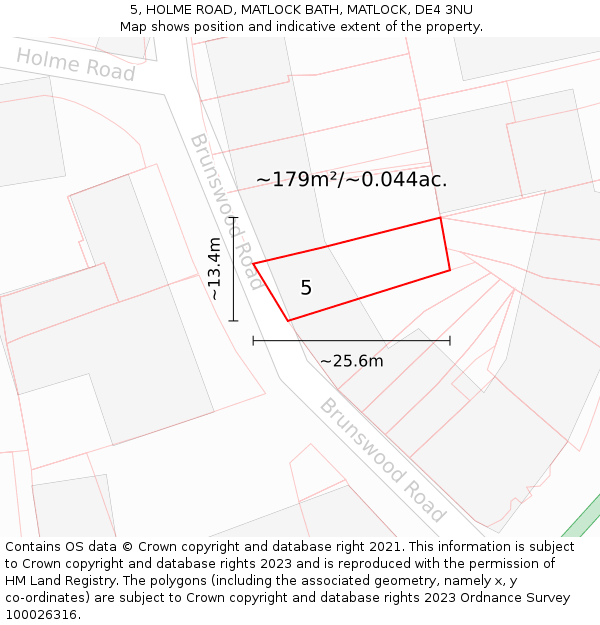 5, HOLME ROAD, MATLOCK BATH, MATLOCK, DE4 3NU: Plot and title map