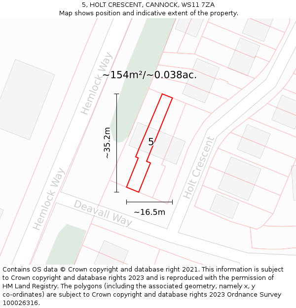 5, HOLT CRESCENT, CANNOCK, WS11 7ZA: Plot and title map