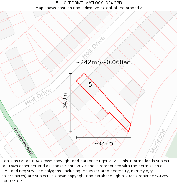 5, HOLT DRIVE, MATLOCK, DE4 3BB: Plot and title map