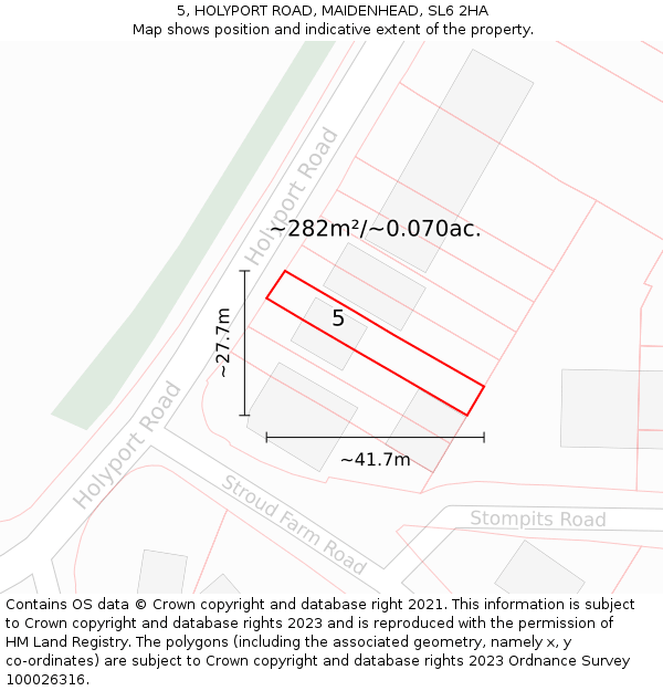 5, HOLYPORT ROAD, MAIDENHEAD, SL6 2HA: Plot and title map