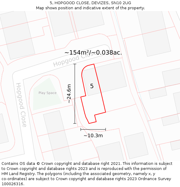 5, HOPGOOD CLOSE, DEVIZES, SN10 2UG: Plot and title map