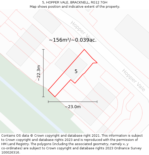 5, HOPPER VALE, BRACKNELL, RG12 7GH: Plot and title map