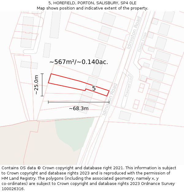 5, HOREFIELD, PORTON, SALISBURY, SP4 0LE: Plot and title map