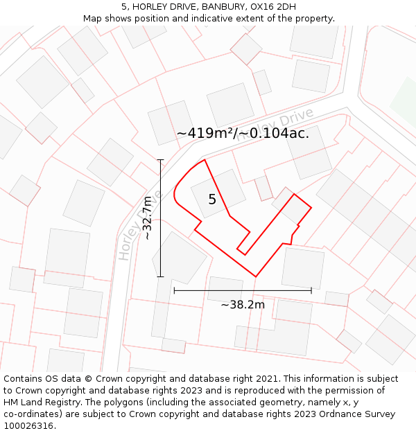 5, HORLEY DRIVE, BANBURY, OX16 2DH: Plot and title map