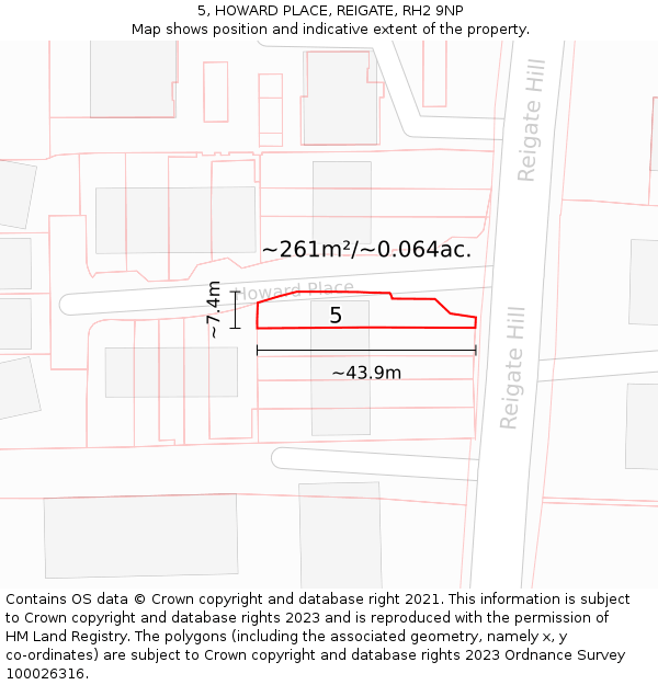5, HOWARD PLACE, REIGATE, RH2 9NP: Plot and title map