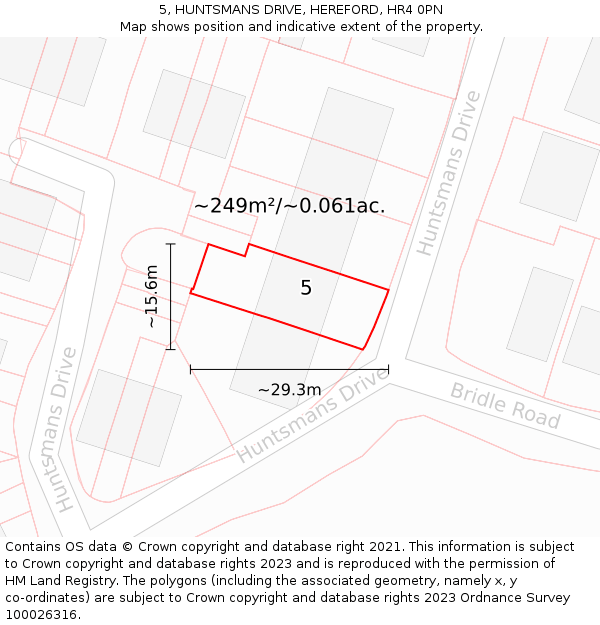 5, HUNTSMANS DRIVE, HEREFORD, HR4 0PN: Plot and title map