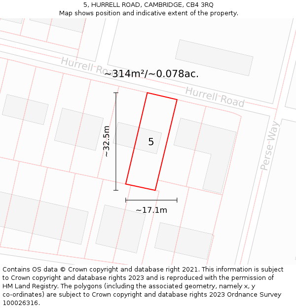 5, HURRELL ROAD, CAMBRIDGE, CB4 3RQ: Plot and title map
