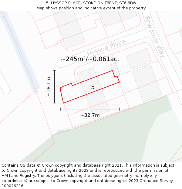 5, HYSSOP PLACE, STOKE-ON-TRENT, ST6 8BW: Plot and title map