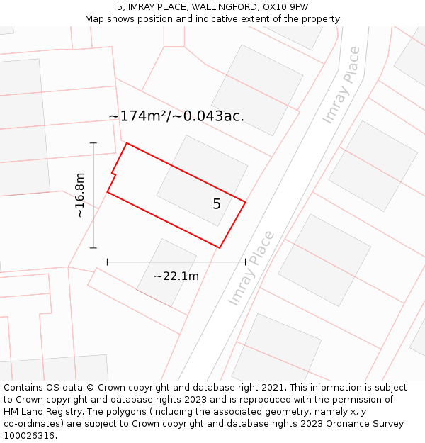 5, IMRAY PLACE, WALLINGFORD, OX10 9FW: Plot and title map