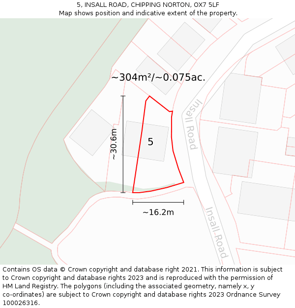 5, INSALL ROAD, CHIPPING NORTON, OX7 5LF: Plot and title map