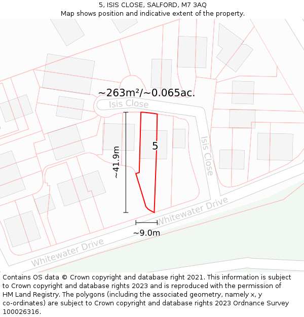 5, ISIS CLOSE, SALFORD, M7 3AQ: Plot and title map
