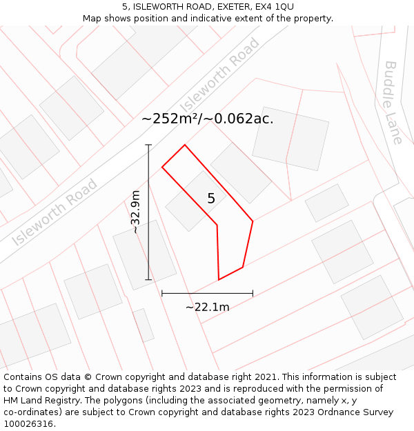 5, ISLEWORTH ROAD, EXETER, EX4 1QU: Plot and title map