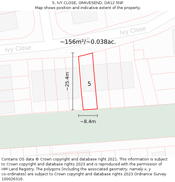 5, IVY CLOSE, GRAVESEND, DA12 5NP: Plot and title map