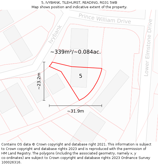 5, IVYBANK, TILEHURST, READING, RG31 5WB: Plot and title map