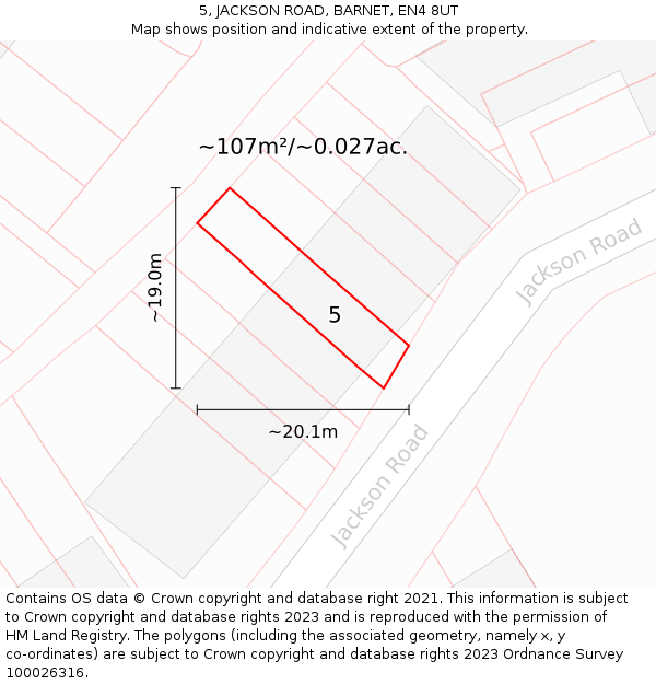 5, JACKSON ROAD, BARNET, EN4 8UT: Plot and title map