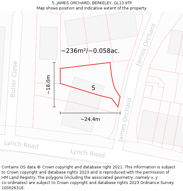 5, JAMES ORCHARD, BERKELEY, GL13 9TP: Plot and title map