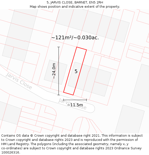 5, JARVIS CLOSE, BARNET, EN5 2RH: Plot and title map
