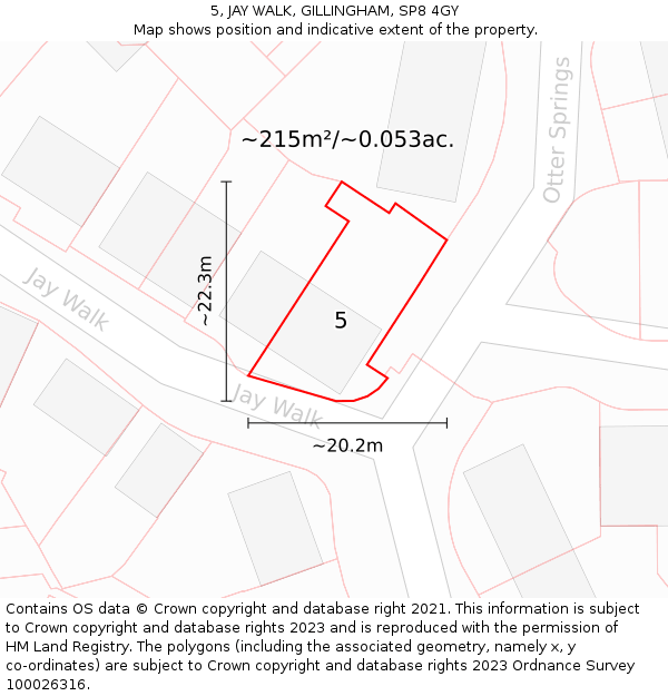 5, JAY WALK, GILLINGHAM, SP8 4GY: Plot and title map