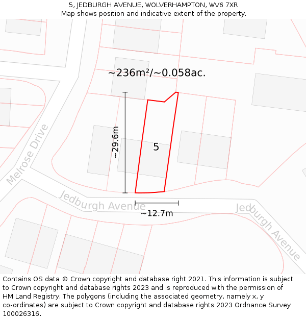 5, JEDBURGH AVENUE, WOLVERHAMPTON, WV6 7XR: Plot and title map