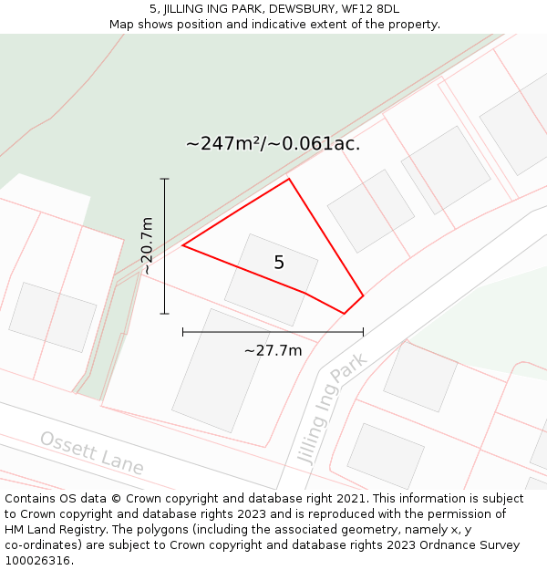 5, JILLING ING PARK, DEWSBURY, WF12 8DL: Plot and title map