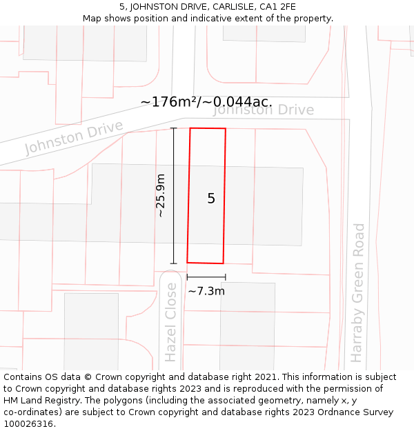 5, JOHNSTON DRIVE, CARLISLE, CA1 2FE: Plot and title map