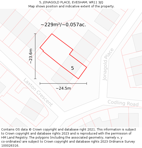 5, JONAGOLD PLACE, EVESHAM, WR11 3JQ: Plot and title map